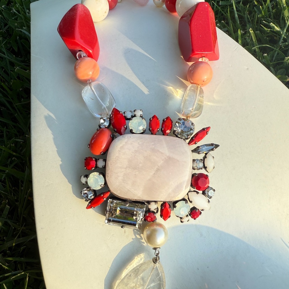 philippe ferrandis 
Pink and Red Pendant Necklace - Women Jewelry